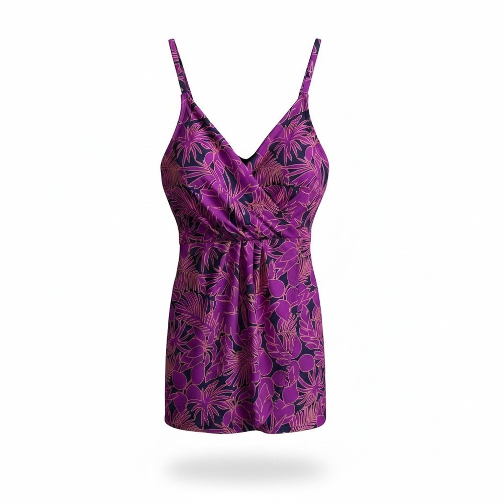Land's End Women's One Piece Swimsuit Swim Dress XXL Purple